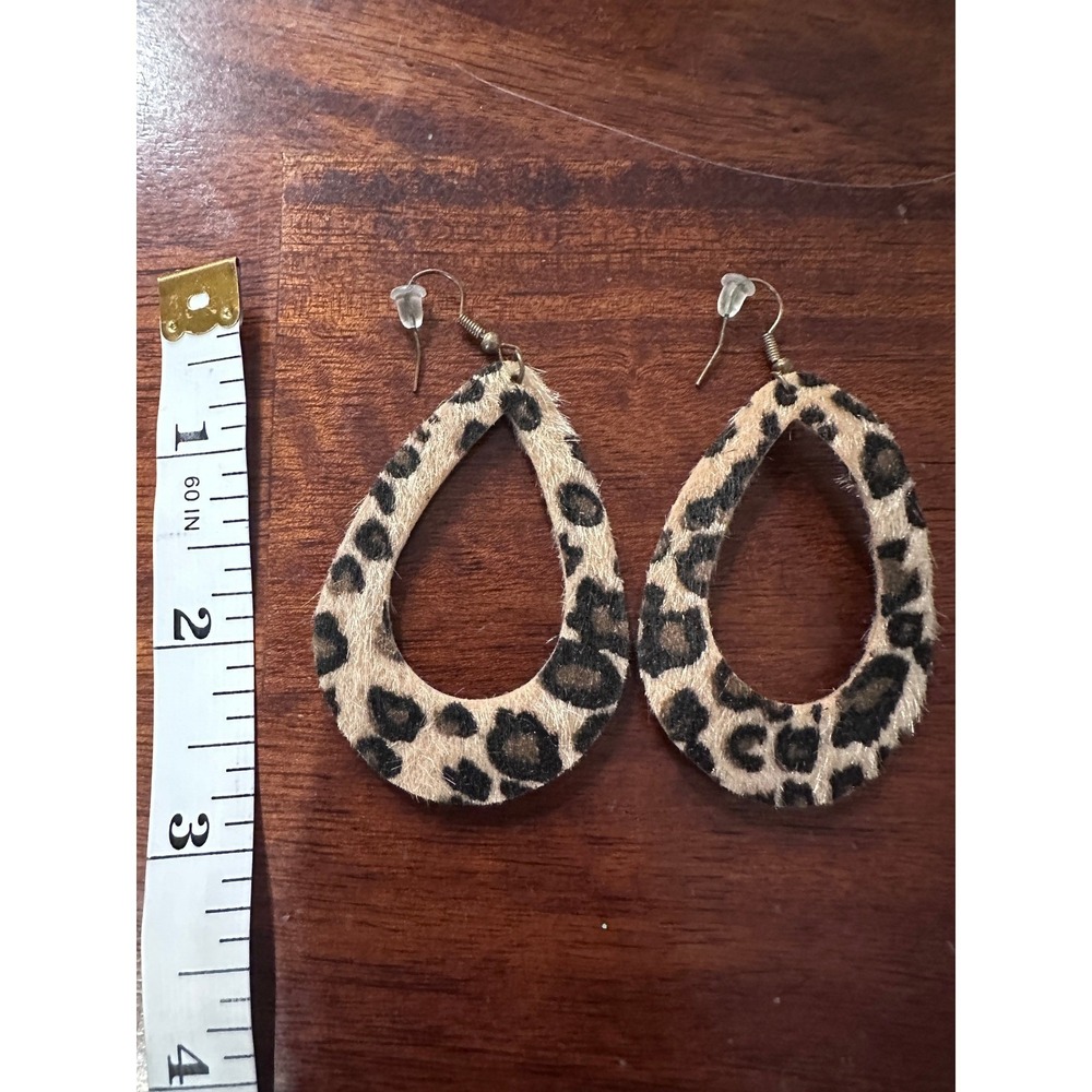 Leopard Print Faux Fur Teardrop Earrings Fashion Statement